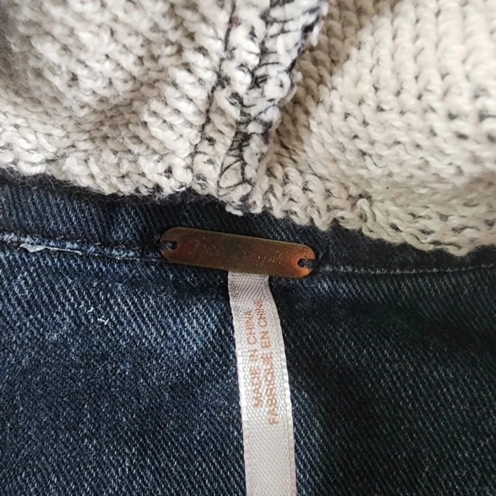 Free People Denim Jacket with Gray Sleeves - Picture 6 of 7
